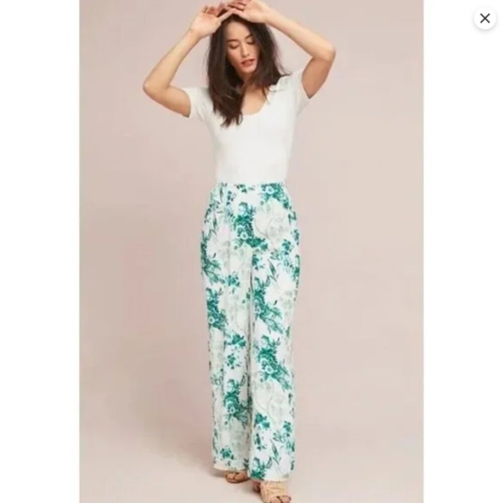 Anthropologie Etttwa Christina flowers Wide-Leg ,Completely Lined pants Sz 0